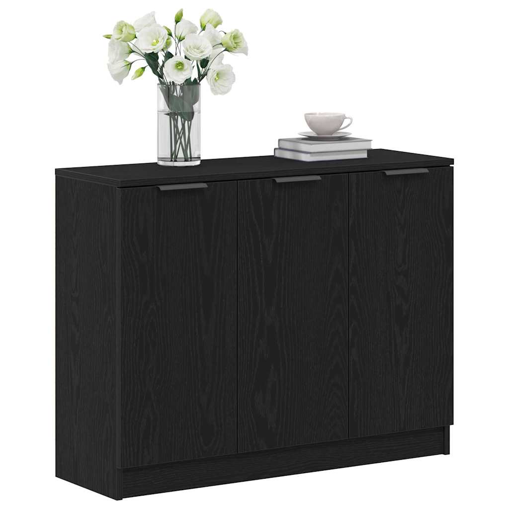 Sideboard Schwarz Eichen-Optik 90,5 x 30 x 70 cm Holzwerkstoff