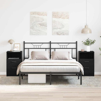 Nachttisch 2 stk. Schwarz Eichen-Optik 40 x 36 x 65 cm