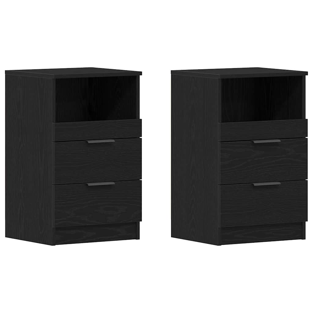 Nachttisch 2 stk. Schwarz Eichen-Optik 40 x 36 x 65 cm