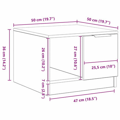 Couchtisch Schwarz Eichen-Optik 50 x 50 x 36 cm Holzwerkstoff