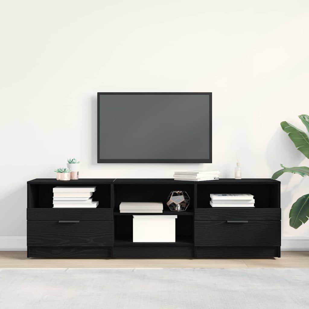 TV-Schränk 150 x 33,5 x 45 cm Schwarz Eichen-Optik