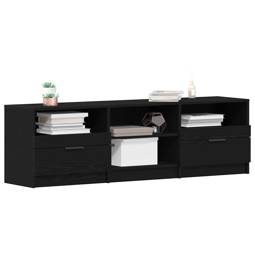 TV-Schränk 150 x 33,5 x 45 cm Schwarz Eichen-Optik
