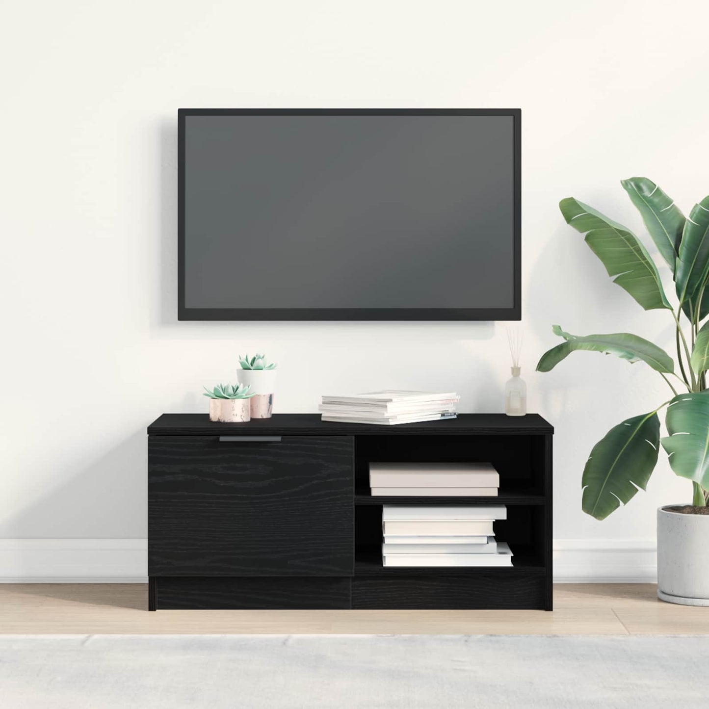 TV-Schränk 80 x 35 x 36,5 cm Schwarz Eichen-Optik Holzwerkstoff