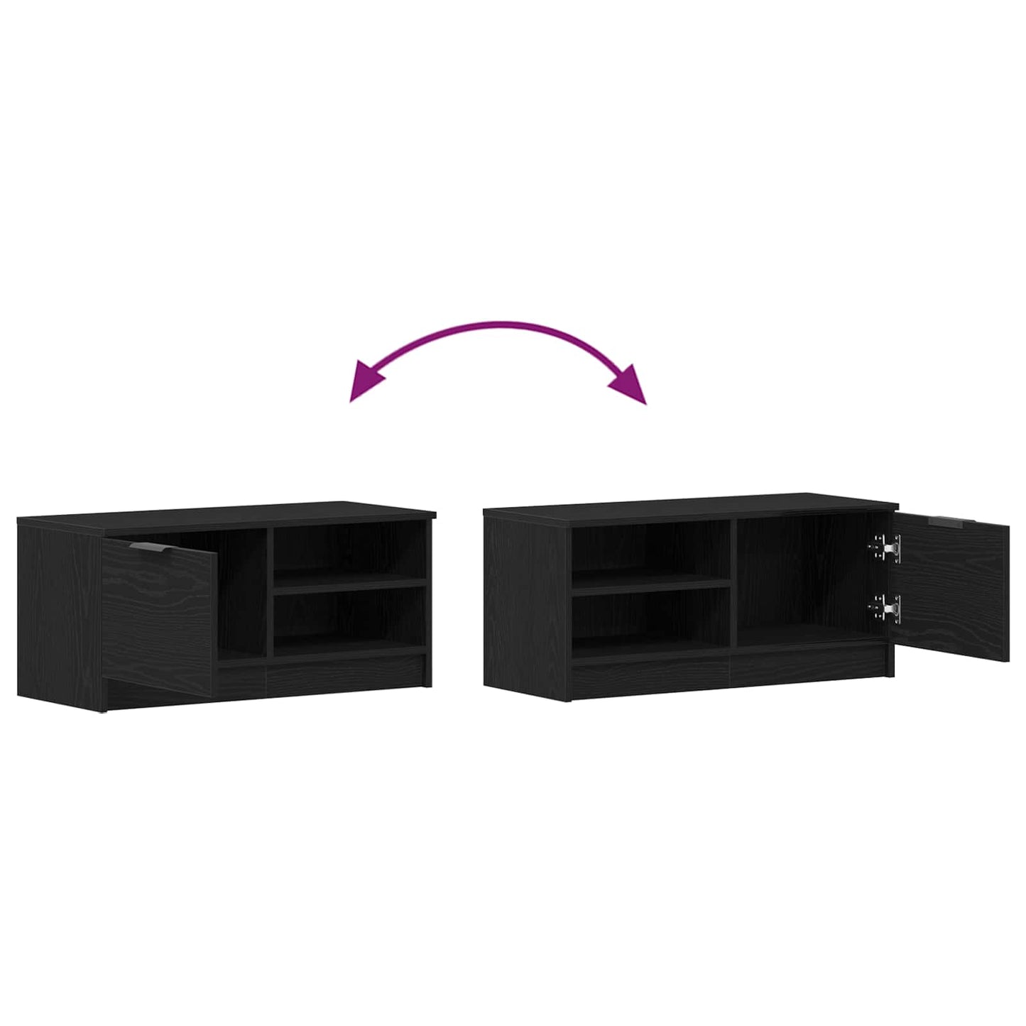 TV-Schränk 80 x 35 x 36,5 cm Schwarz Eichen-Optik Holzwerkstoff
