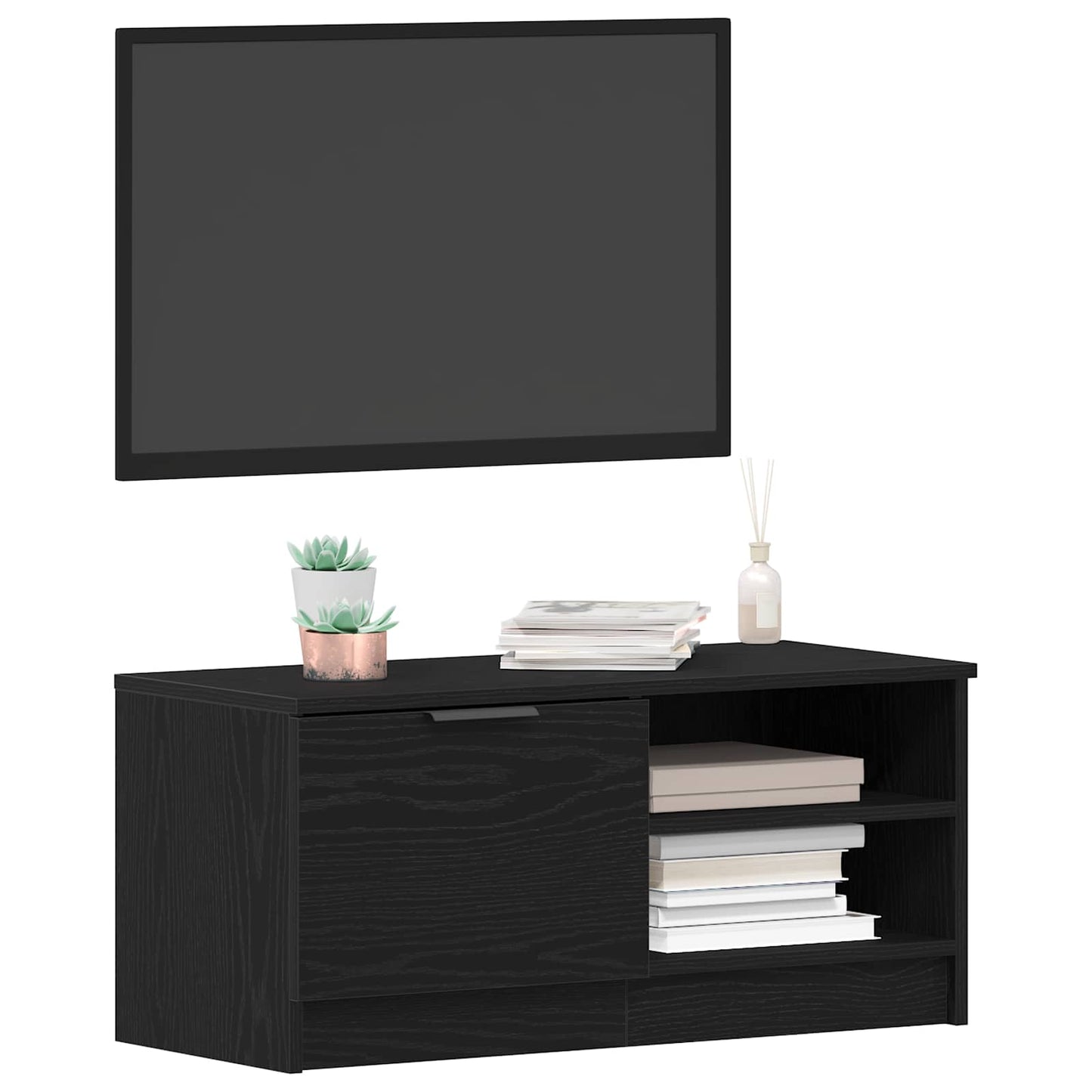 TV-Schränk 80 x 35 x 36,5 cm Schwarz Eichen-Optik Holzwerkstoff