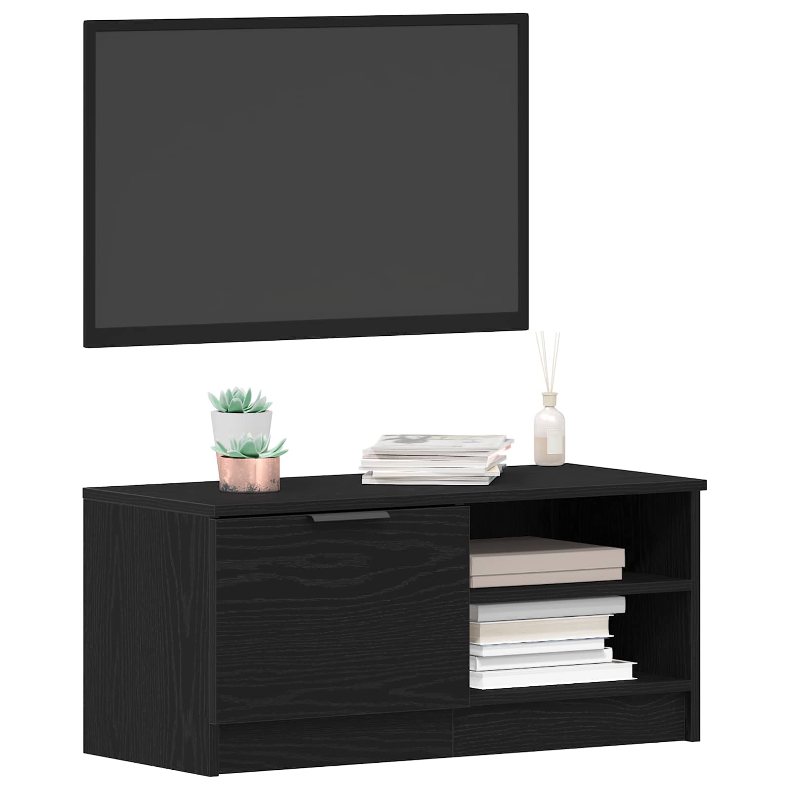 TV-Schränk 80 x 35 x 36,5 cm Schwarz Eichen-Optik Holzwerkstoff