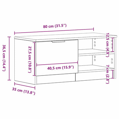 TV-Schränk 80 x 35 x 36,5 cm Schwarz Eichen-Optik Holzwerkstoff