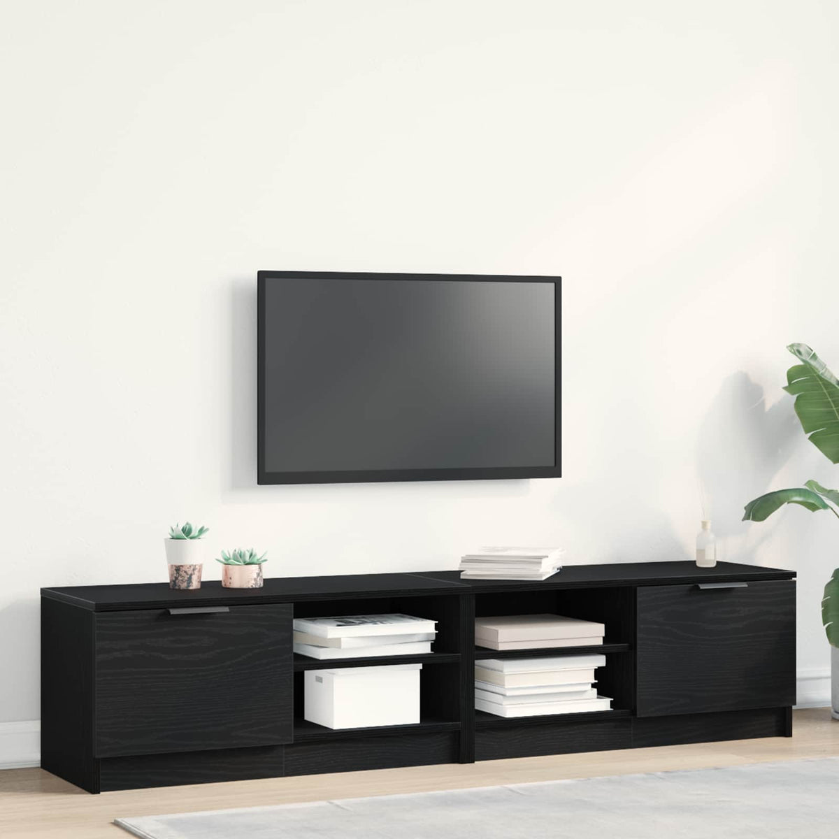 TV-Schränk 2 stk. Schwarz Eichen-Optik Holzwerkstoff