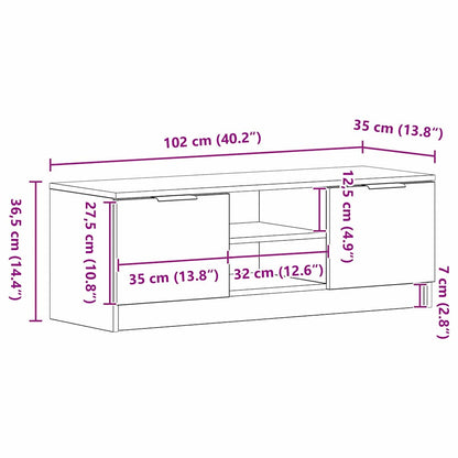 TV-Schränk 102 x 32 x 35,5 cm Schwarz Eichen-Optik
