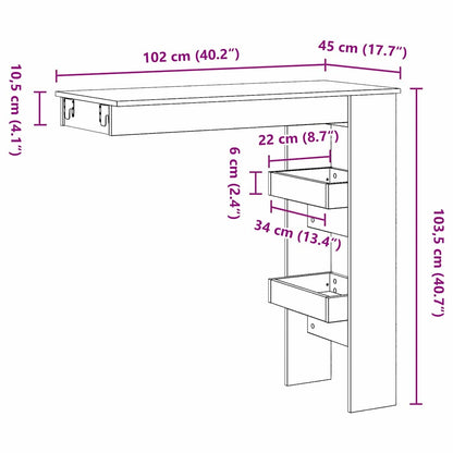 Wand Bar Tisch 102 x 45 x 103,5 cm Holzwerkstoff