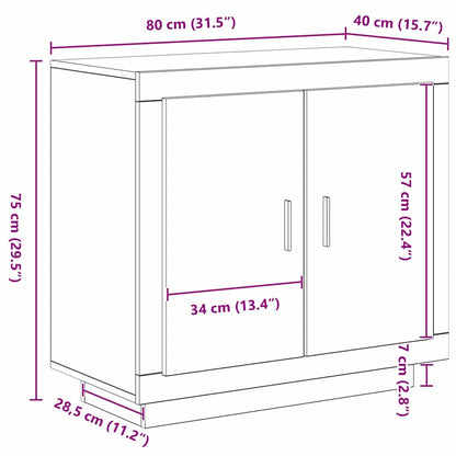 Sideboard Schwarz Eichen-Optik 80 x 40 x 75 cm Holzwerkstoff