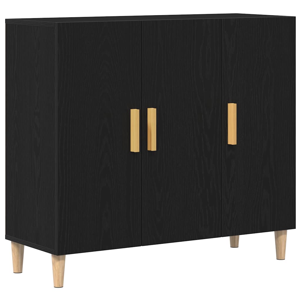 Sideboard Schwarz Eichen-Optik 90 x 34 x 80 cm Holzwerkstoff