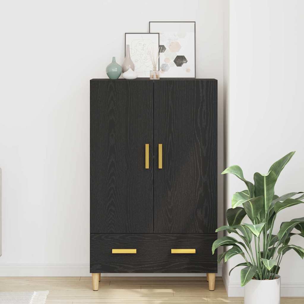 Highboard Schwarz Eichen-Optik 70 x 31 x 115 cm Holzwerkstoff