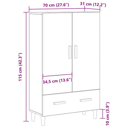 Highboard Schwarz Eichen-Optik 70 x 31 x 115 cm Holzwerkstoff