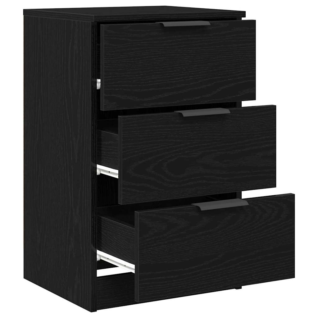 Nachttisch Schwarz Eichen-Optik 40 x 65 x 65 cm Holzwerkstoff