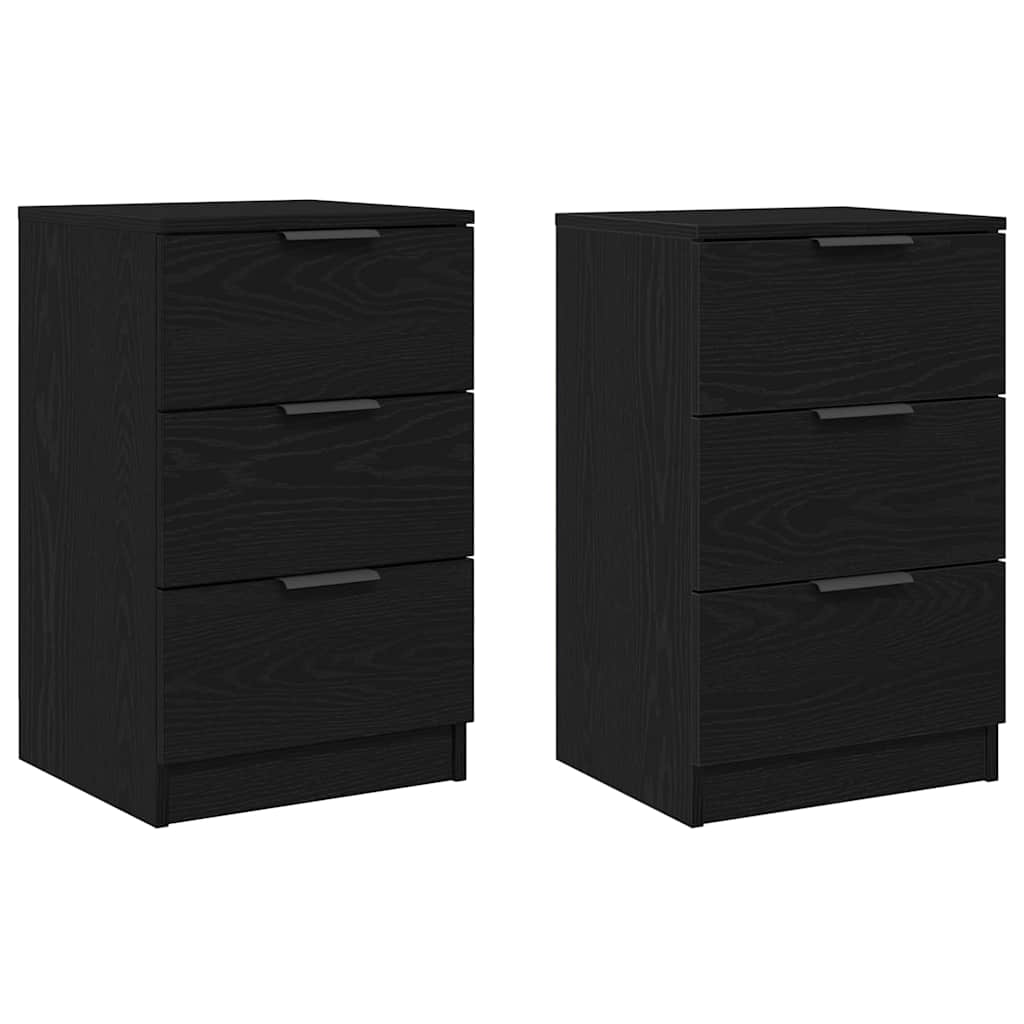 Nachttisch 2 Stk. Schwarz Eichen-Optik 40 x 65 x 65 cm
