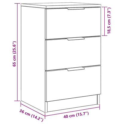Nachttisch 2 Stk. Schwarz Eichen-Optik 40 x 65 x 65 cm