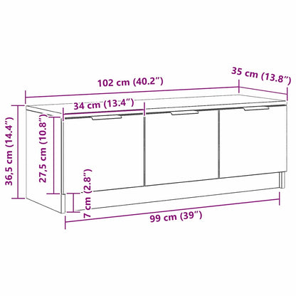 TV-Schränk 102 x 35 x 36,5 cm Schwarz Eichen-Optik