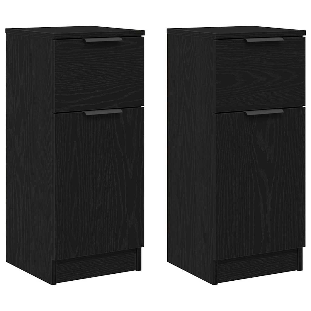 Sideboard 2 stk. Schwarz Eichen-Optik 30 x 30 x 70 cm