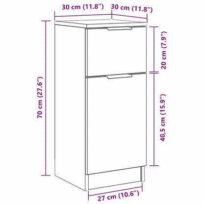 Sideboard 2 stk. Schwarz Eichen-Optik 30 x 30 x 70 cm