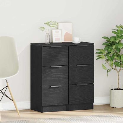 Sideboard 2 stk. Schwarz Eichen-Optik 30 x 30 x 70 cm