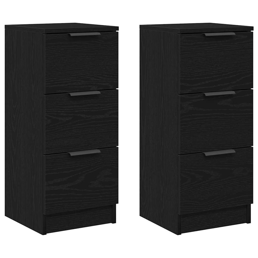 Sideboard 2 stk. Schwarz Eichen-Optik 30 x 30 x 70 cm