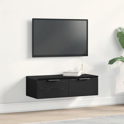 Wandschrank Schwarz Eichen-Optik 68 x 30 x 20 cm Holzwerkstoff