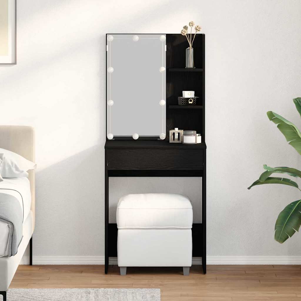 Schminktisch Schwarz Eichen-Optik 60 x 40 x 140 cm