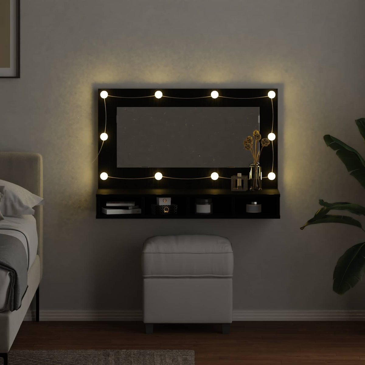 Spiegelschrank Schwarz Eichen-Optik 90 x 31,5 x 62 cm