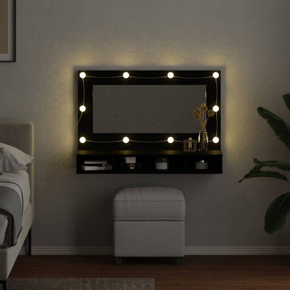 Spiegelschrank Schwarz Eichen-Optik 90 x 31,5 x 62 cm