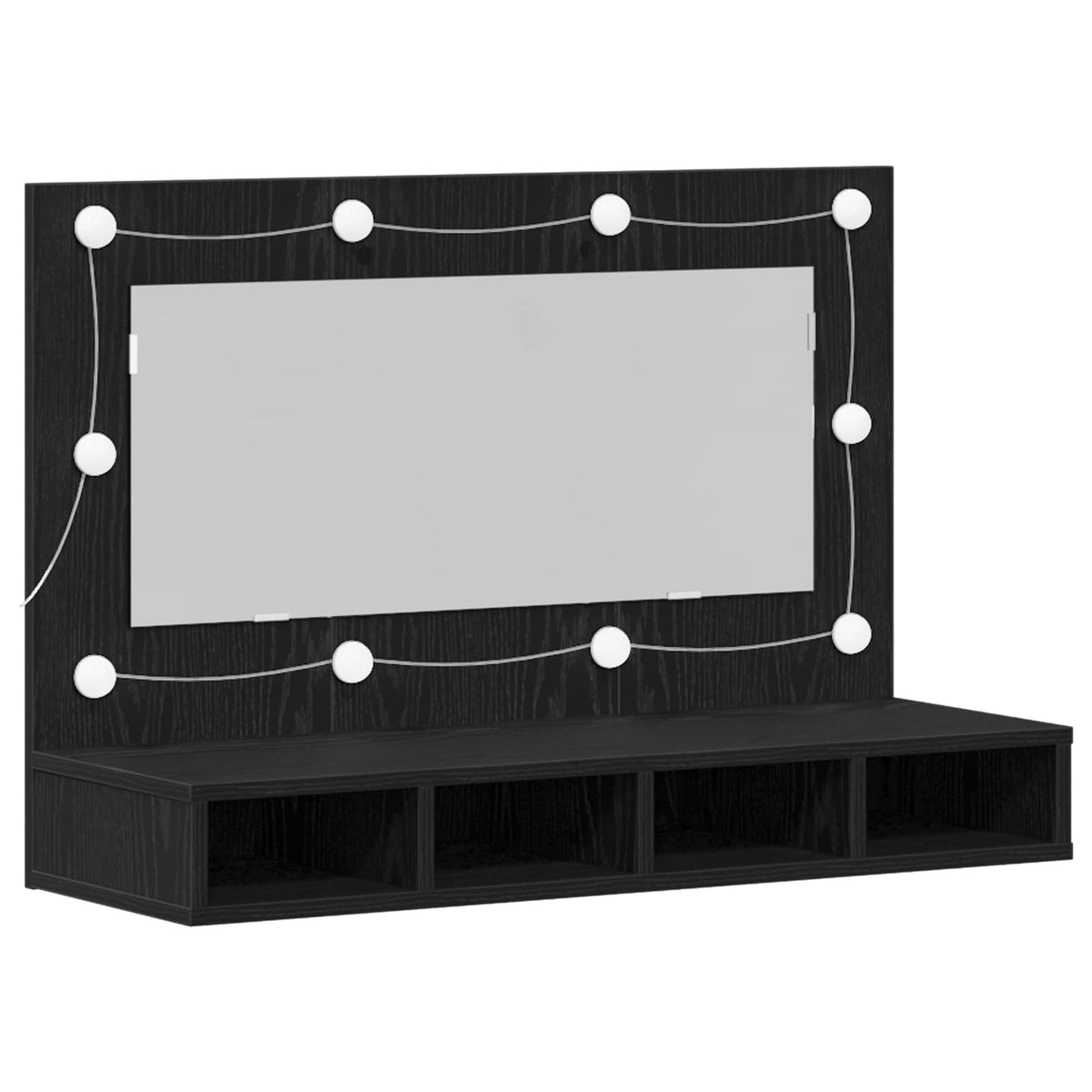 Spiegelschrank Schwarz Eichen-Optik 90 x 31,5 x 62 cm