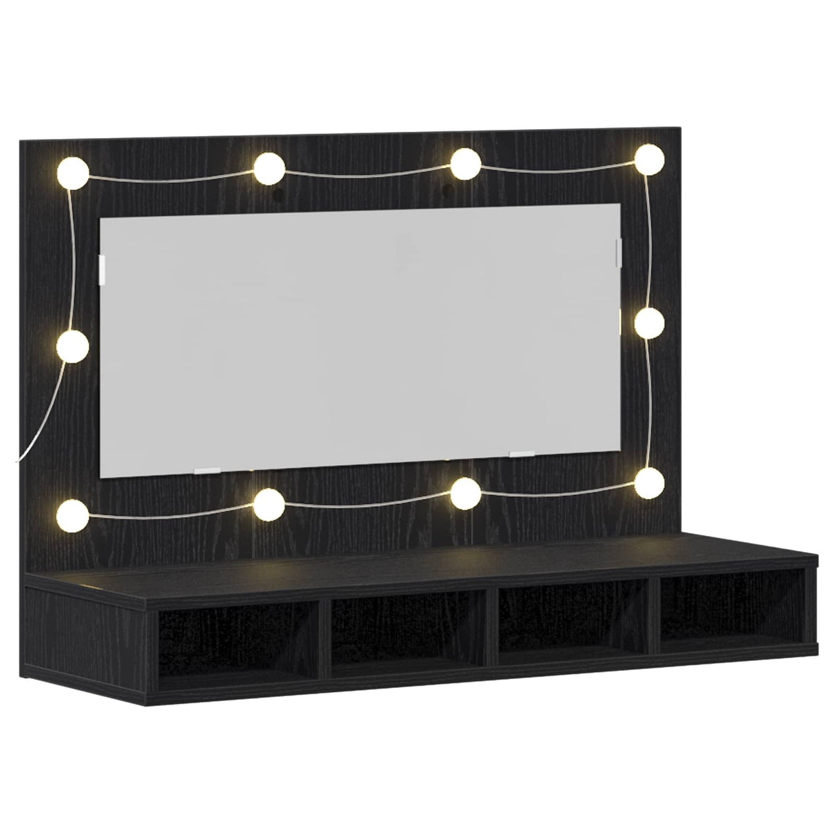 Spiegelschrank Schwarz Eichen-Optik 90 x 31,5 x 62 cm