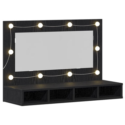 Spiegelschrank Schwarz Eichen-Optik 90 x 31,5 x 62 cm