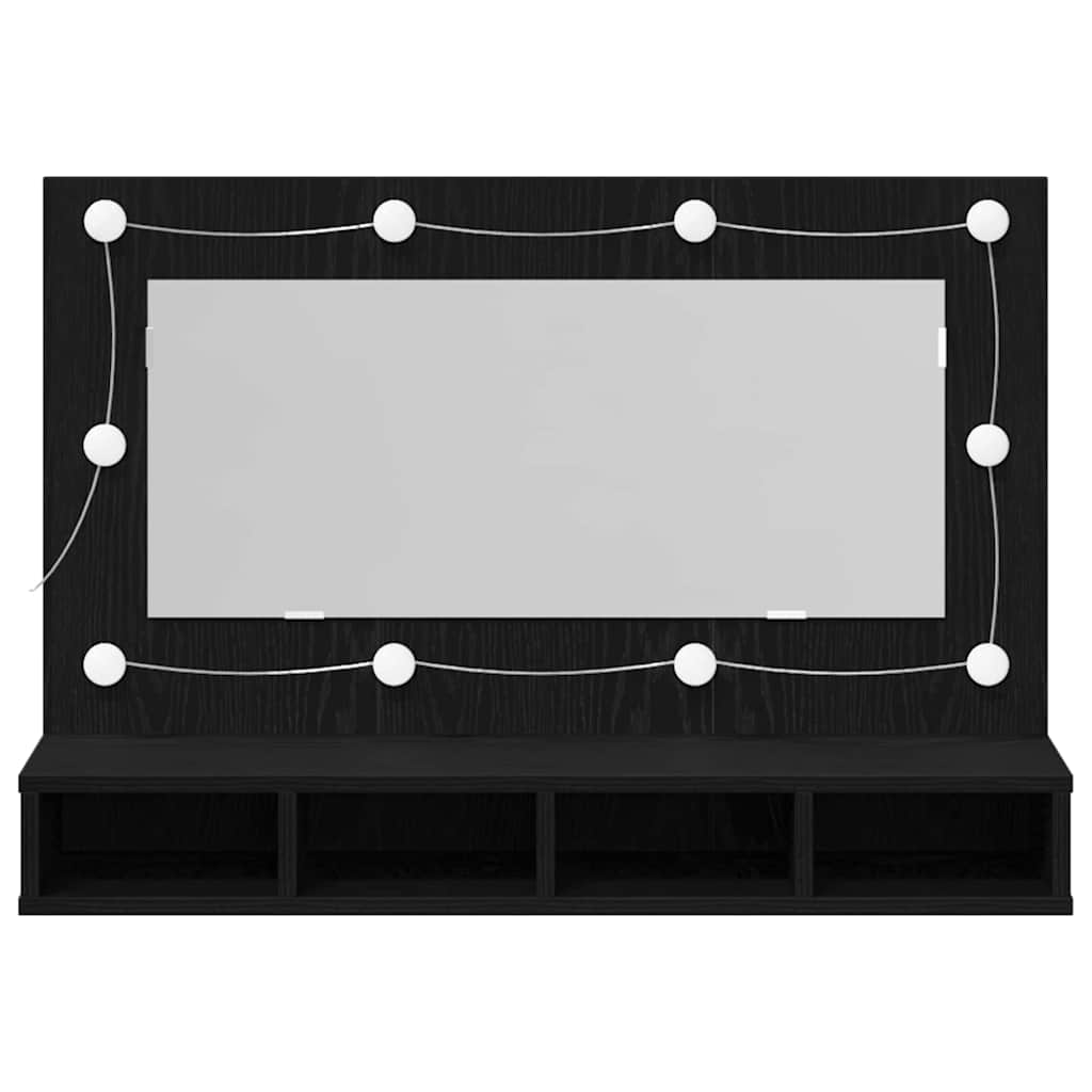 Spiegelschrank mit Regal Schwarz Eichen-Optik 90 x 31,5 x 62 cm