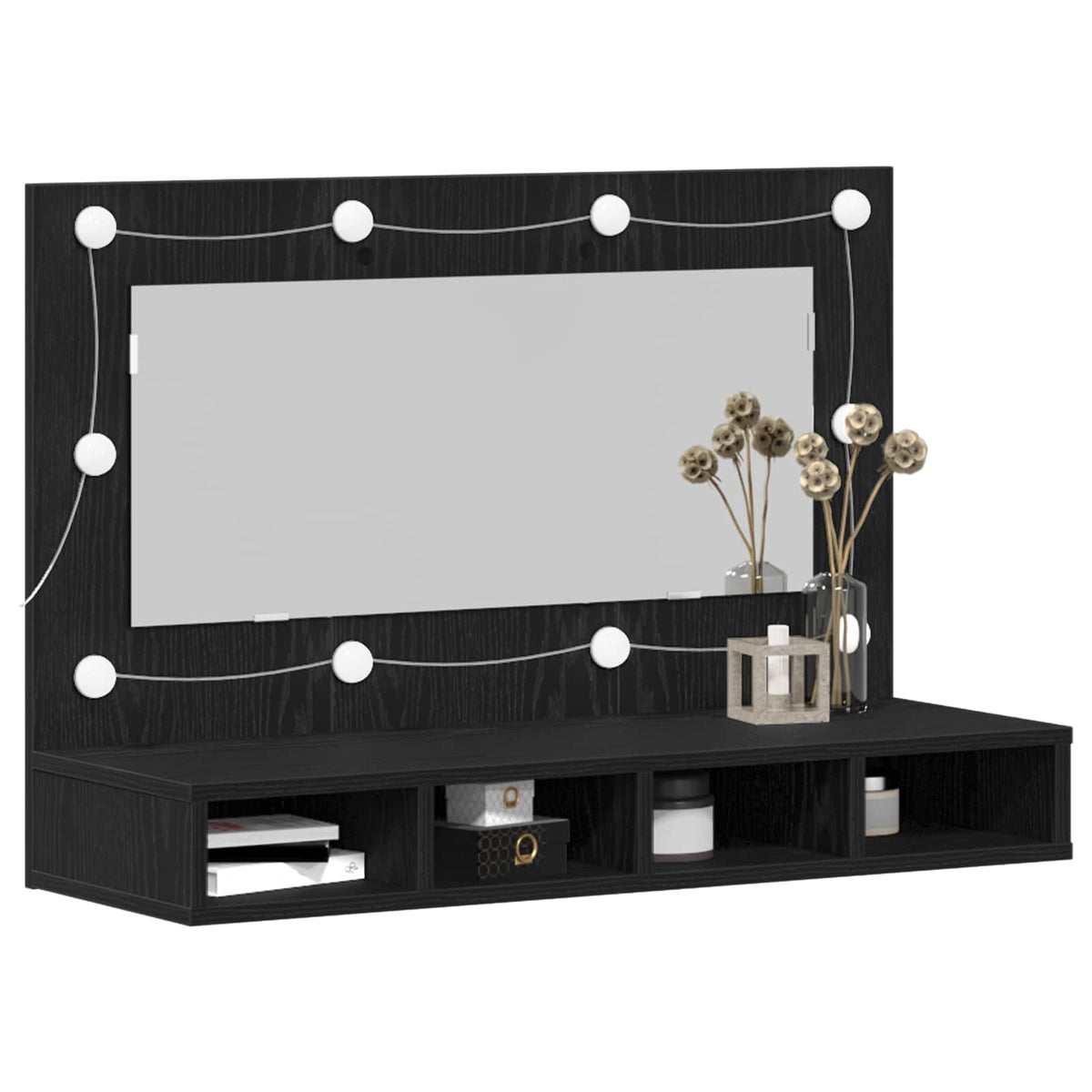 Spiegelschrank Schwarz Eichen-Optik 90 x 31,5 x 62 cm