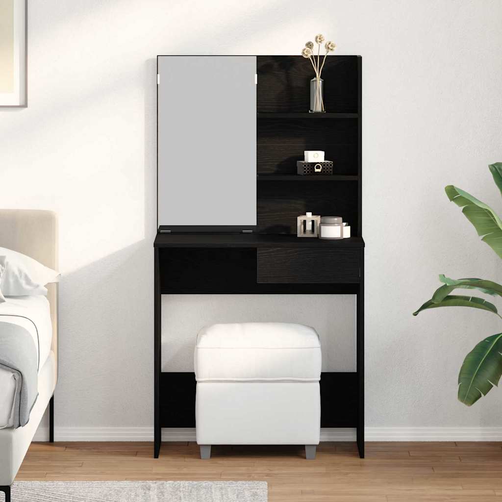 Schminktisch mit Regal Schwarz Eichen-Optik 74.5 x 40 x 141 cm
