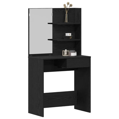 Schminktisch mit Regal Schwarz Eichen-Optik 74.5 x 40 x 141 cm