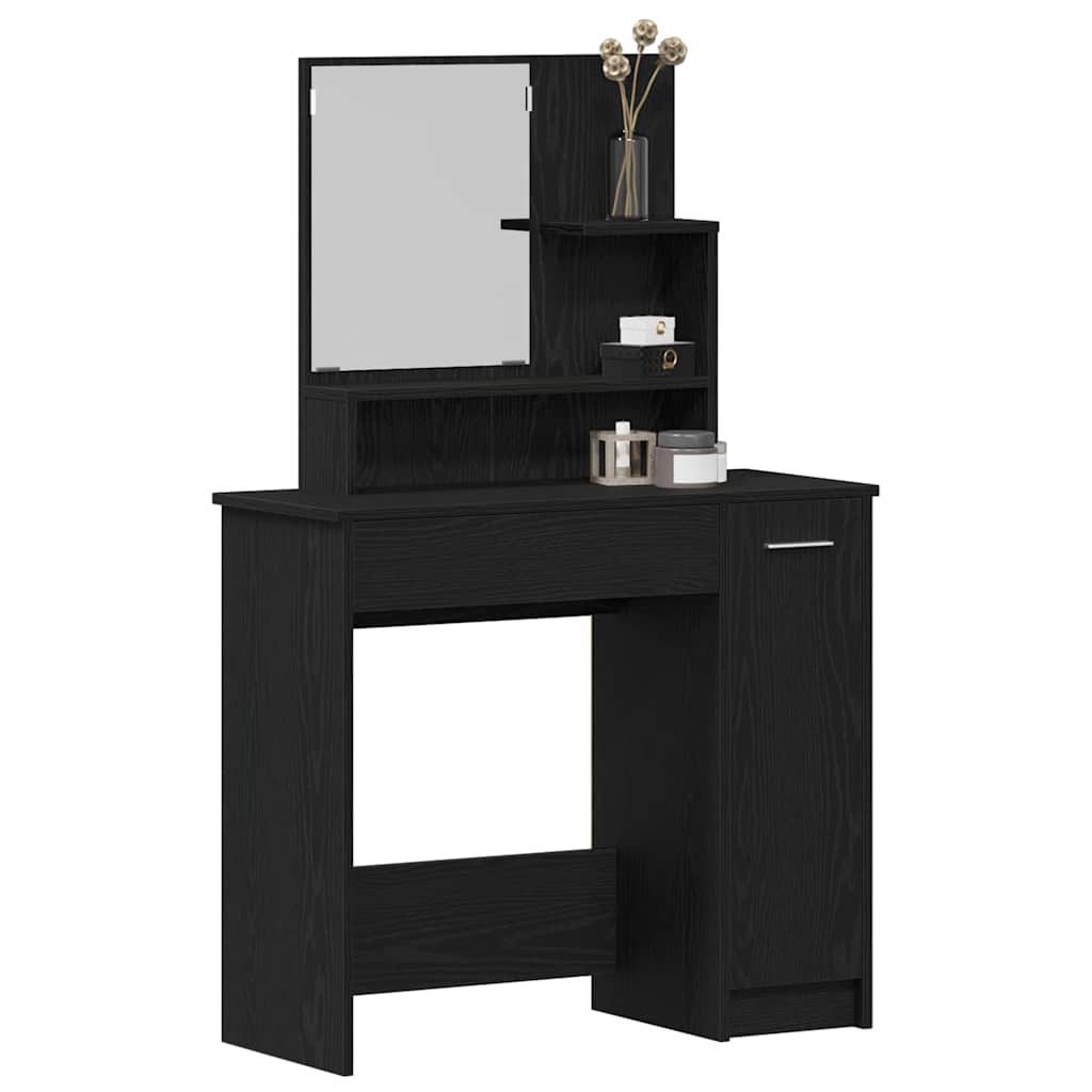 Schminktisch Schwarz Eichen-Optik 86.5 x 35 x 136 cm