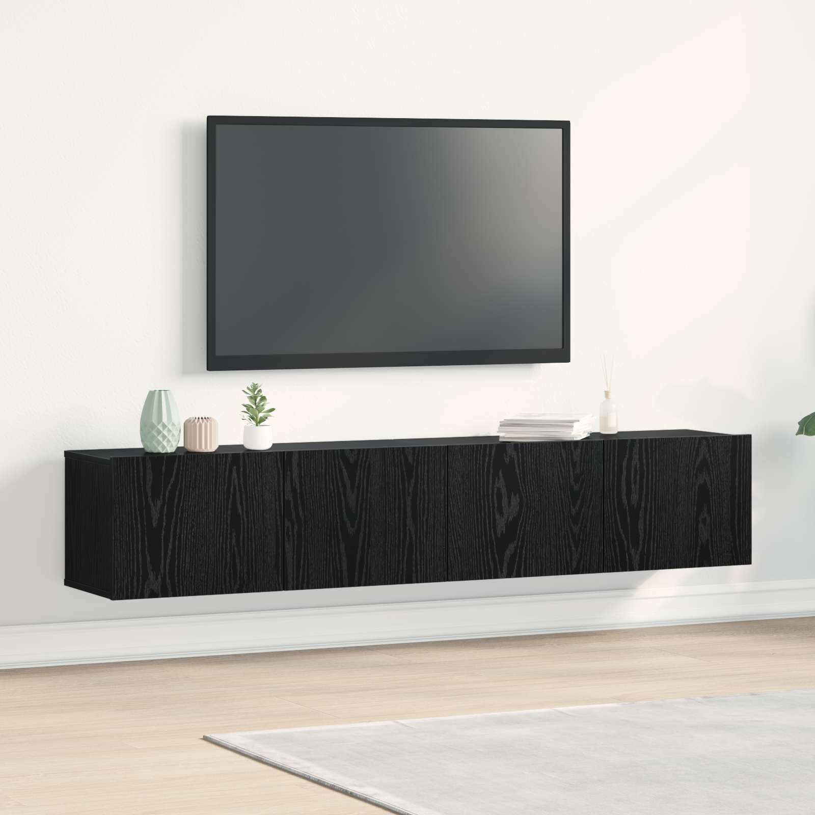 TV-Schränk 2 stk. Schwarz Eichen-Optik Holzwerkstoff