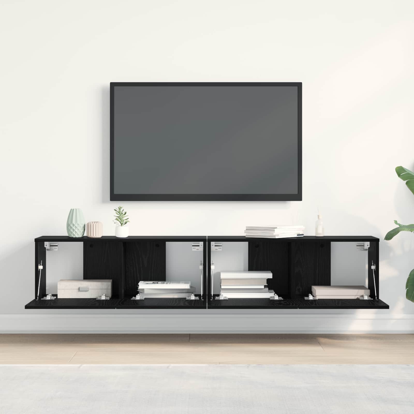 TV-Schränk 2 stk. Schwarz Eichen-Optik Holzwerkstoff