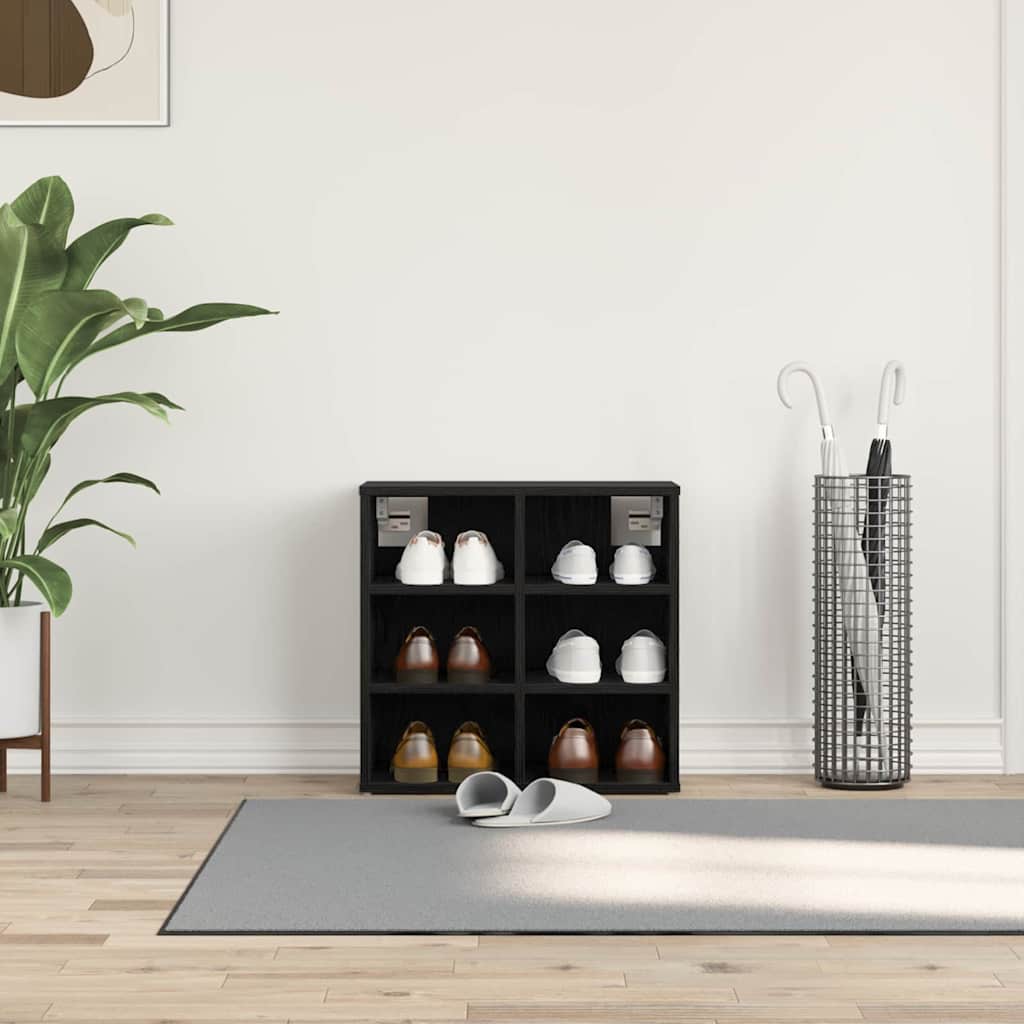 Schuhschrank mit Regal Schwarz Eichen-Optik 52 x 30 x 50,5 cm