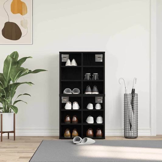 Schuhschrank 2 pcs Schwarz Eichen-Optik 52 x 30 x 50,5 cm