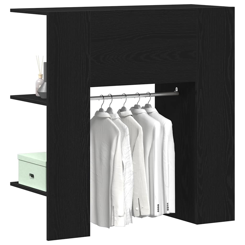 Flur-Schrank mit Regal Schwarz Eichen-Optik 97.5 x 37 x 99 cm