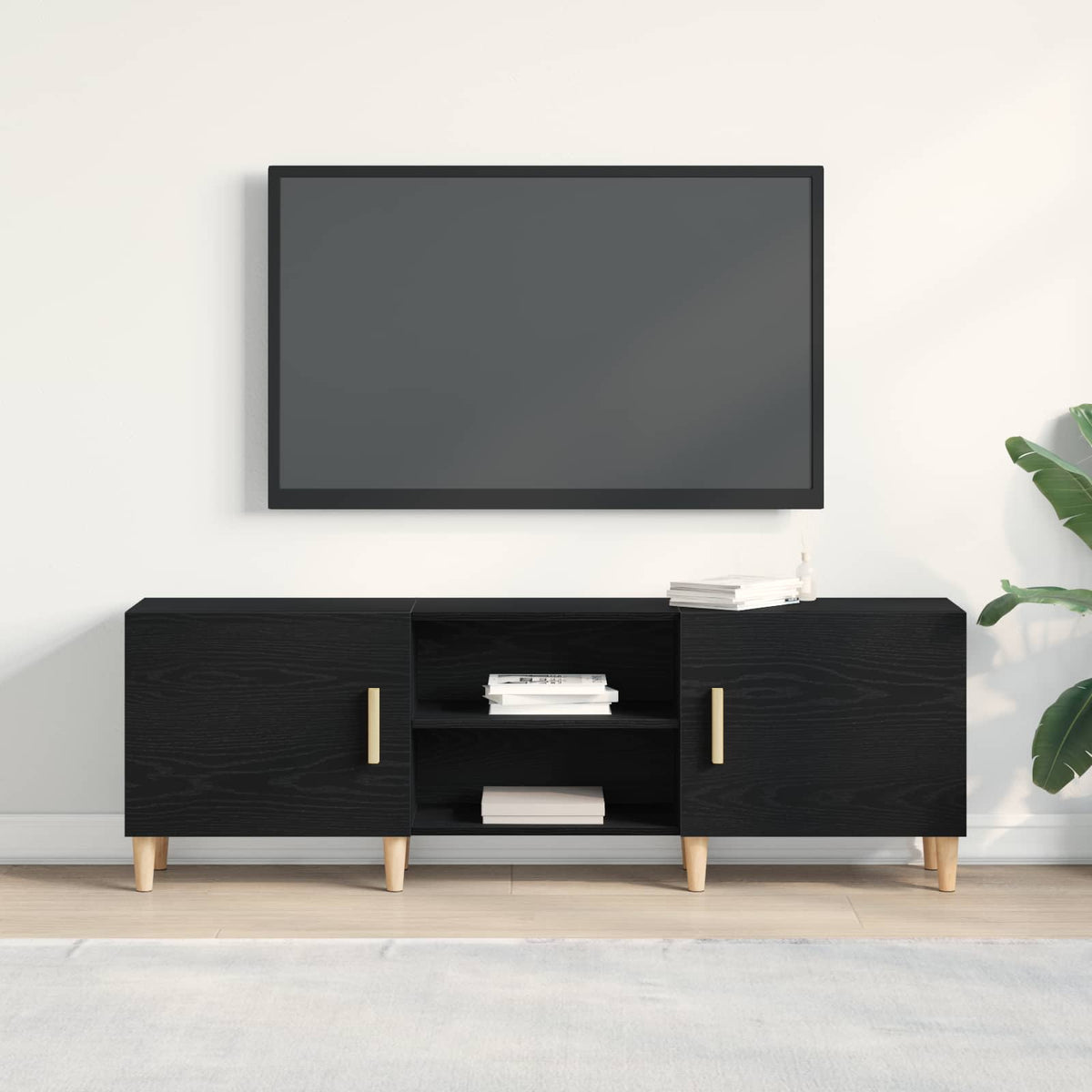 TV-Schränk 150 x 30 x 50 cm Schwarz Eichen-Optik Holzwerkstoff