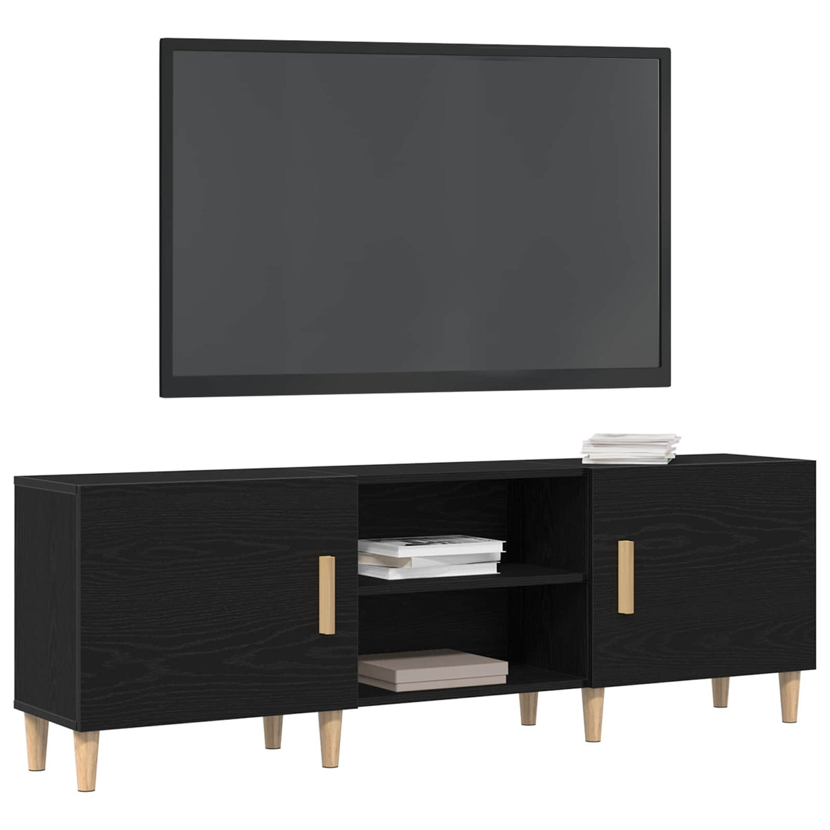 TV-Schränk 150 x 30 x 50 cm Schwarz Eichen-Optik Holzwerkstoff