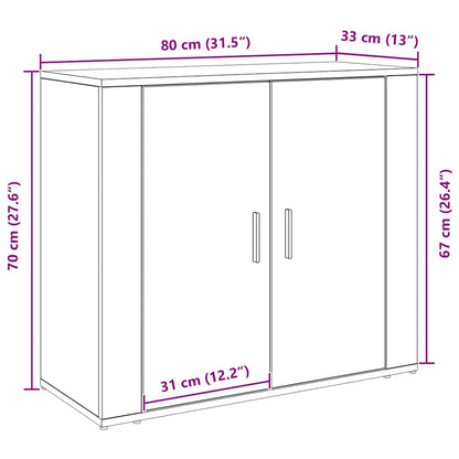 Sideboard Schwarz Eichen-Optik 80 x 33 x 70 cm Holzwerkstoff