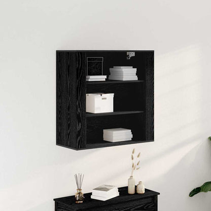Wandschrank Schwarz Eichen-Optik 80 x 33 x 80 cm Holzwerkstoff