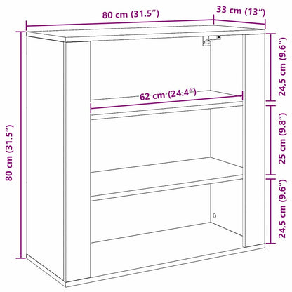 Wandschrank Schwarz Eichen-Optik 80 x 33 x 80 cm Holzwerkstoff