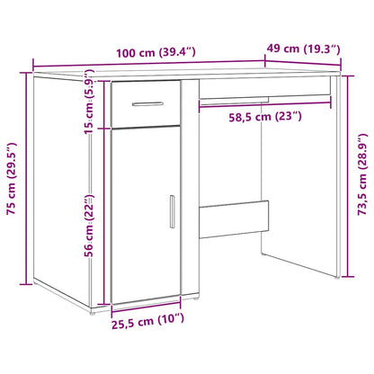 Schreibtisch Schwarz Eichen-Optik 100 x 49 x 74 cm
