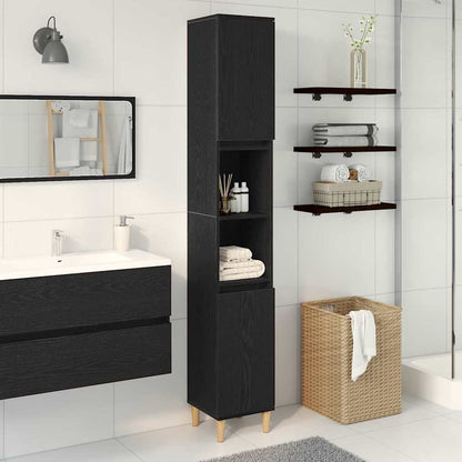 Badezimmerschrank Schwarz Eichen-Optik 30 x 30 x 190 cm